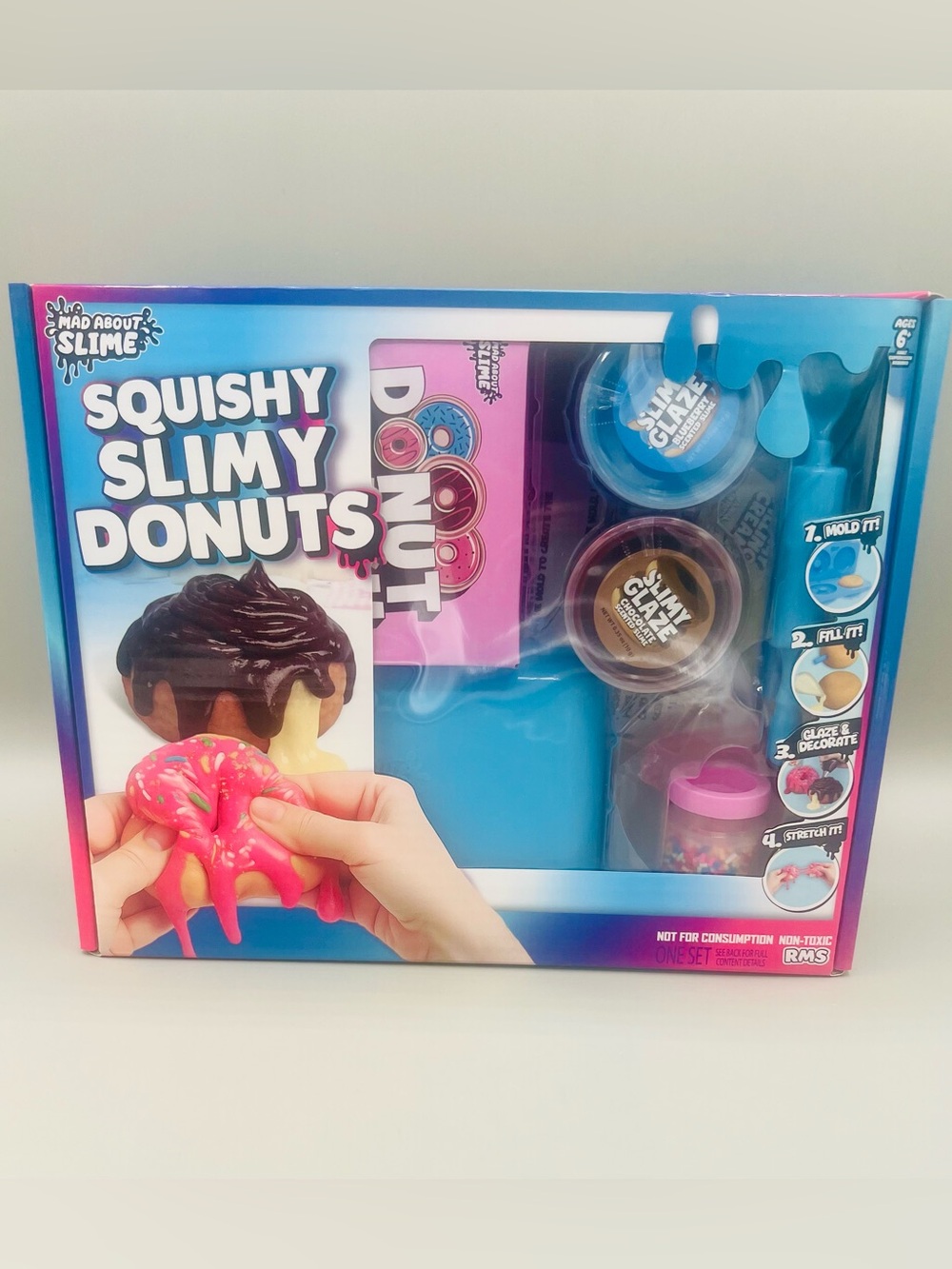 RMS Mad About Slime ~ 2 SQUISHY SLIMY DONUTS - Blue/Pink/Chocolate DIY New 🍩🍩